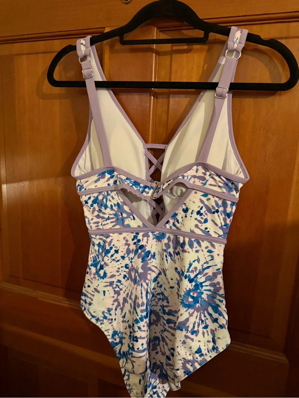 Adore Me Blue and Purple Tie-Dye Lace-Up One-Piece